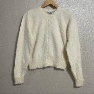 Hillard & Hanson Angora Blend Elegant‎ Ivory Cardigan Y2K